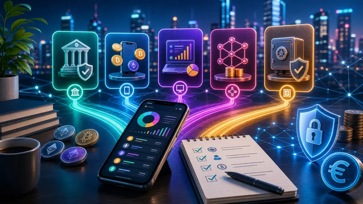 Symbolbild: Anfänger wählen über eine Wallet-App zwischen fünf Krypto-Plattformen